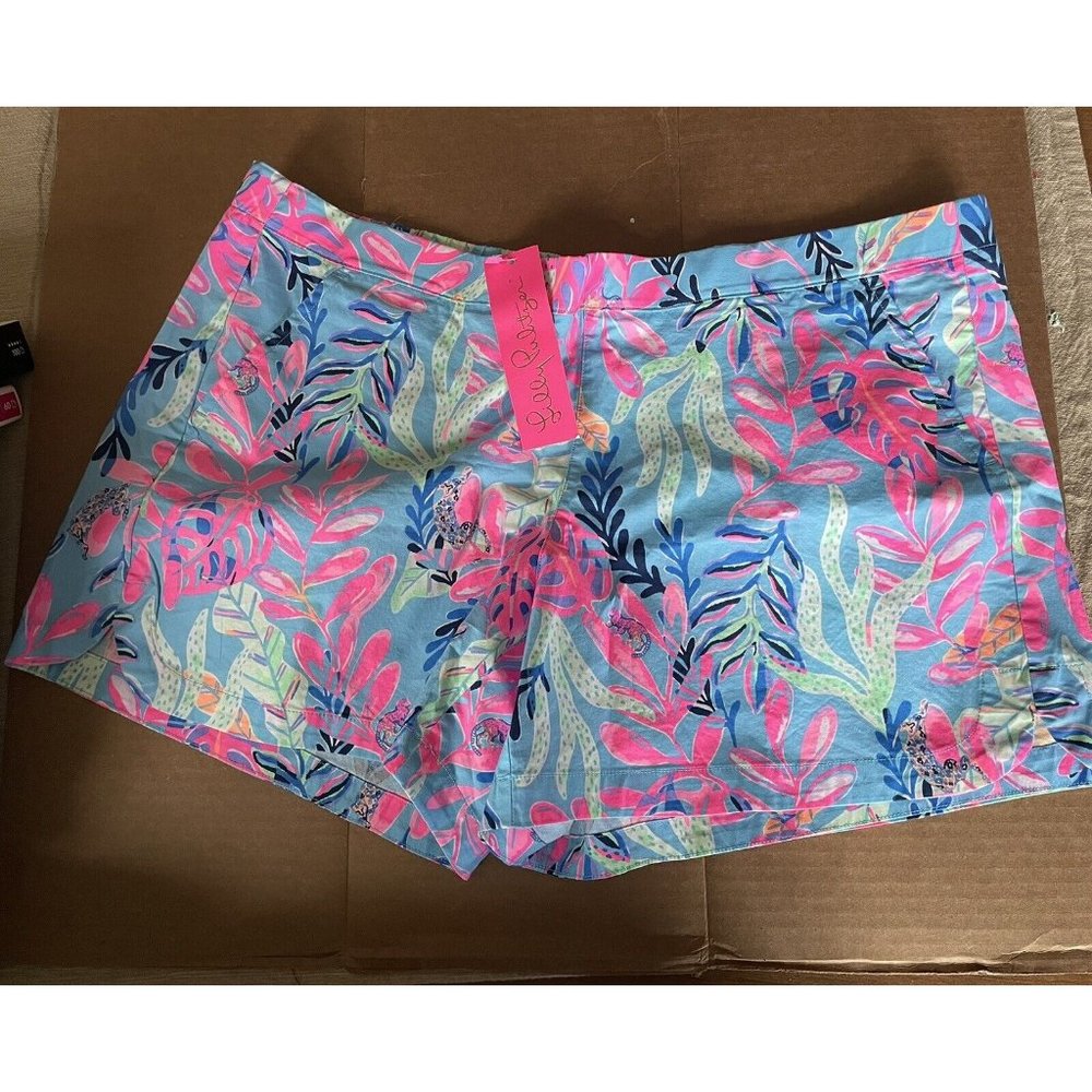 Lilly Pulitzer Ocean View Shorts Womens Size Medium Blue Youve Been Spotted XL